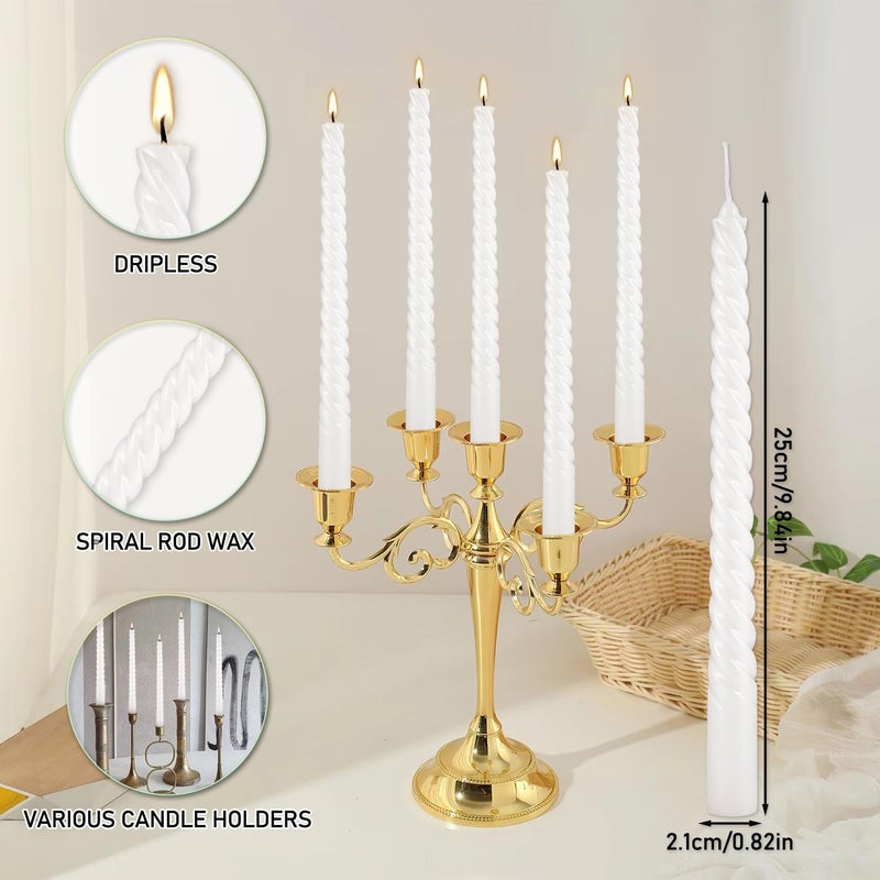 WPONSZU 10 Inch White Spiral Taper Candle Set of 12 Pack Unscented Dripless Candlesticks for Valentine's Day,Dinner,Party,Brithday,Wedding,Christmas,and Home Decoration - Image 5